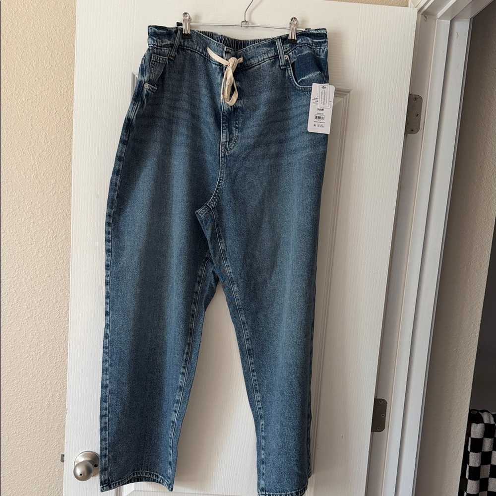 Terra & Sky Denim Cropped Jeans with Drawstring
